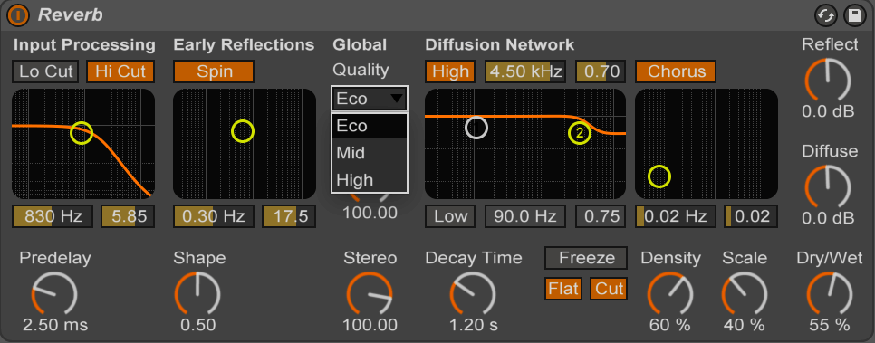 Reverb calculator. Reverb аблетон. Reverb Ableton Live. Реверб в Музыке. Реверб фл.