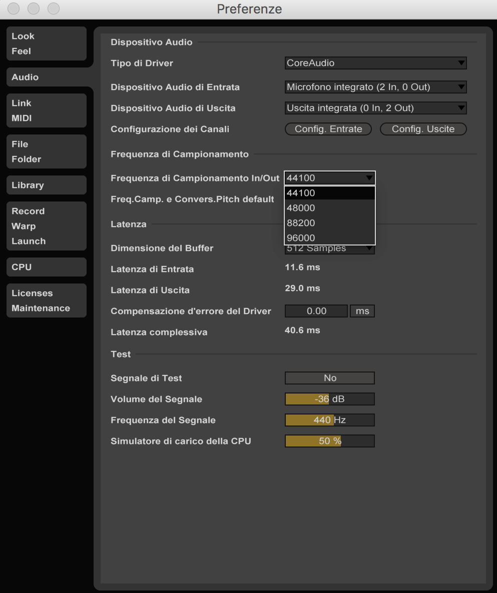 prestazioni di ableton live